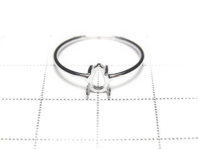 [Video] Silver925 Ring Frame (Prong Setting) Pear shape 6x4mm Rhodium Plated 1pc