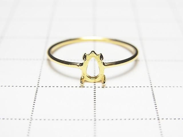 [Video] Silver925 Ring Frame (Prong Setting) Pear shape 6x4mm 18KGP 1pc