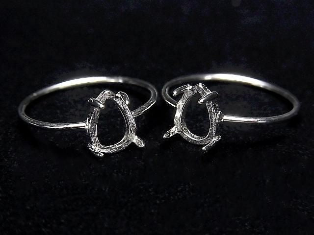[Video] Silver925 Ring Frame (Prong Setting) Pear shape 8x6mm Rhodium Plated 1pc