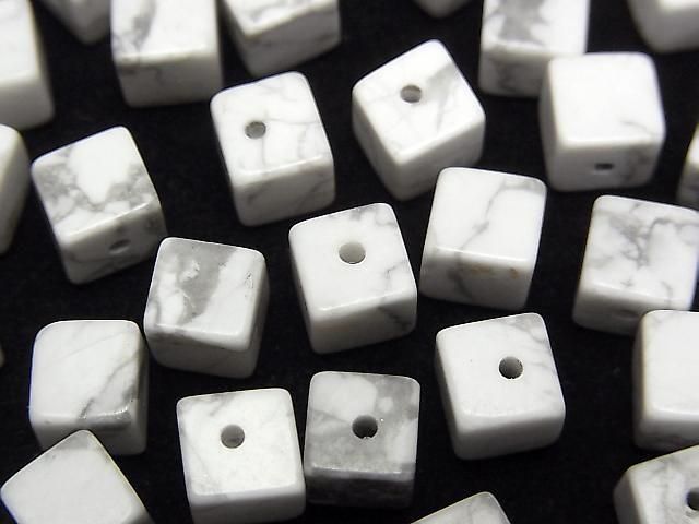 [Video] Howlite Magnesite Cube 6x6x6mm [Half Drilled Hole] 4pcs