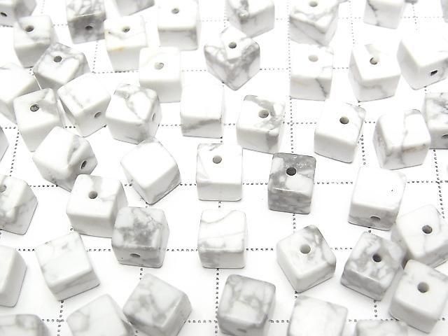 [Video] Howlite Magnesite Cube 6x6x6mm [Half Drilled Hole] 4pcs