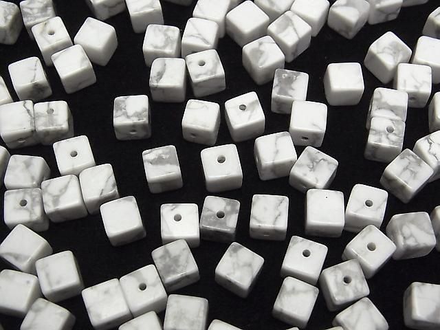 [Video] Howlite Magnesite Cube 6x6x6mm [Half Drilled Hole] 4pcs