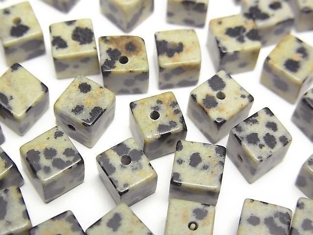 [Video] Dalmatian Jasper Cube 6x6x6mm [Half Drilled Hole] 4pcs