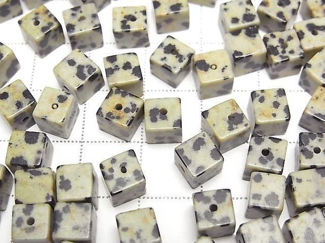 [Video] Dalmatian Jasper Cube 6x6x6mm [Half Drilled Hole] 4pcs