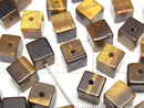 [Video] Yellow Tiger's Eye AA+ Cube 6x6x6mm [Half Drilled Hole] 4pcs