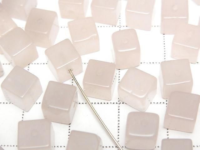 [Video] Rose Quartz AA Cube 6x6x6mm [Half Drilled Hole] 4pcs