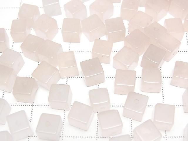 [Video] Rose Quartz AA Cube 6x6x6mm [Half Drilled Hole] 4pcs
