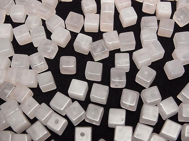 [Video] Rose Quartz AA Cube 6x6x6mm [Half Drilled Hole] 4pcs