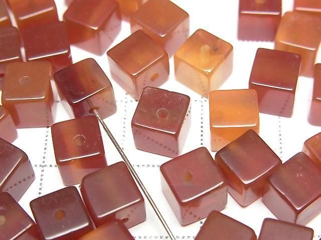 [Video] Red Agate Cube 6x6x6mm [Half Drilled Hole] 4pcs