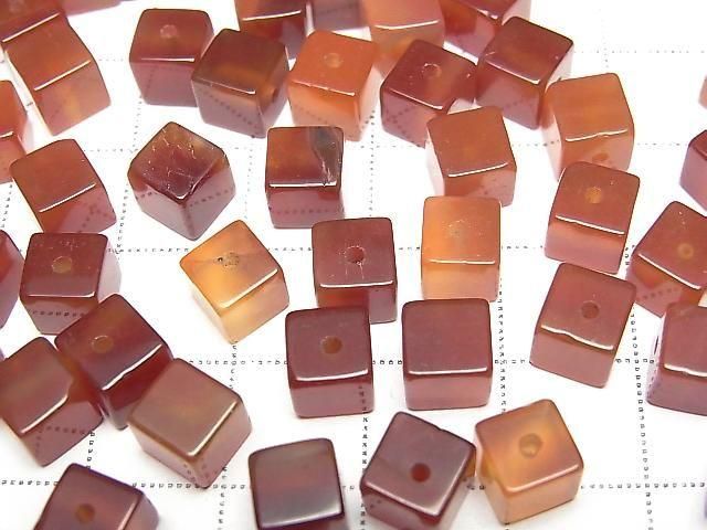 [Video] Red Agate Cube 6x6x6mm [Half Drilled Hole] 4pcs