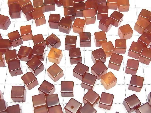 [Video] Red Agate Cube 6x6x6mm [Half Drilled Hole] 4pcs