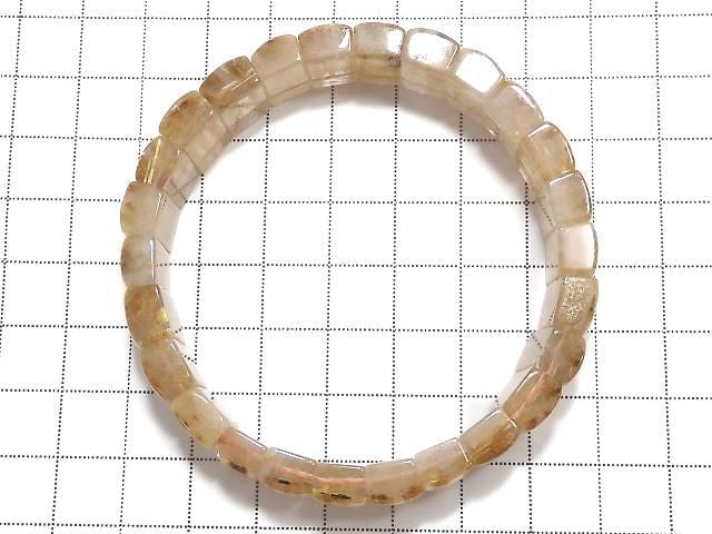 [Video][One of a kind] Golden Rutilated Quartz AAA- 2 Hole Rectangle 1strand (Bangle Bracelet) NO.6