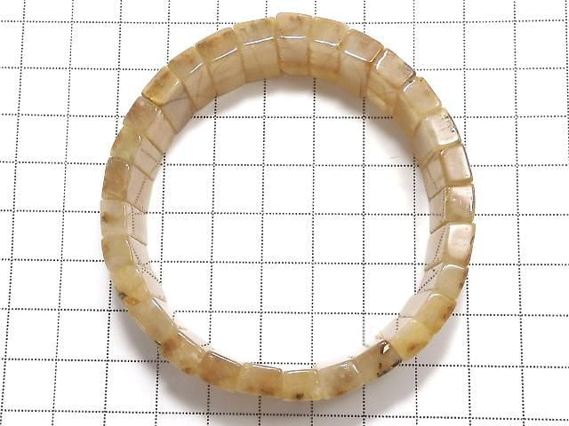 [Video][One of a kind] Golden Rutilated Quartz AAA- 2 Hole Rectangle 1strand (Bangle Bracelet) NO.9