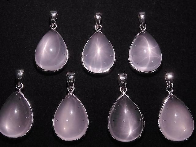 [Video] Star Rose Quartz AAA Pear shape 19x14mm Pendant Silver925 1pc