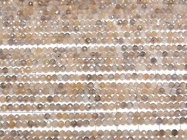 [Video] High Quality! Silver & Golden Sheen Multicolor Moonstone AAA Faceted Round 3mm 1strand beads (approx. 15 inches/37 cm)
