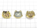 [Video] Multicolor Fluorite AAA- Bezel Setting Cat Motif Through Type Gold Color 16x20mm 3pcs