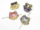 [Video] Multicolor Fluorite AAA- Bezel Setting Cat Motif Through Type Gold Color 16x20mm 3pcs