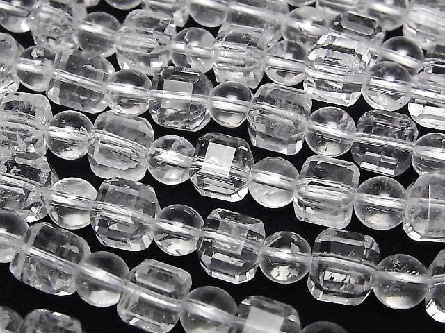 [Video] High Quality! Crystal AA++ Cube Shape 8mm & Round 6mm half or 1strand beads (approx. 15inch/36cm)
