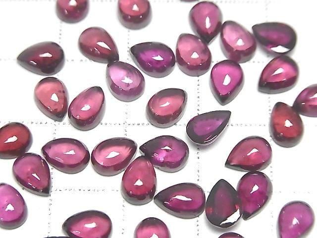 [Video]High Quality Rhodolite Garnet AAA Pear shape Cabochon 7x5mm 2pcs