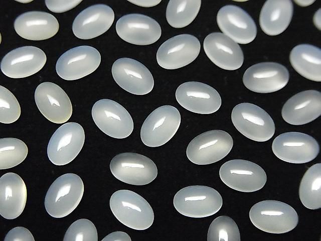 [Video] White Chalcedony AAA Oval Cabochon 6x4mm 10pcs