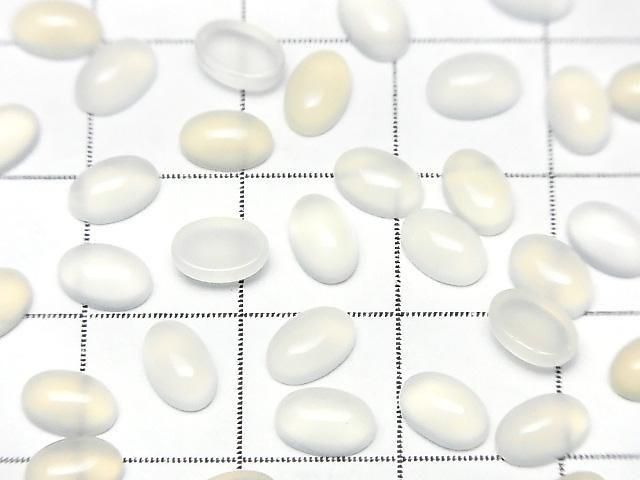 [Video] White Chalcedony AAA Oval Cabochon 6x4mm 10pcs