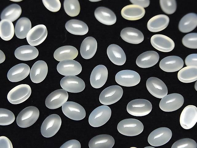[Video] White Chalcedony AAA Oval Cabochon 6x4mm 10pcs