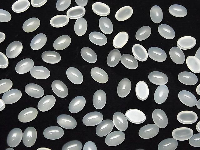[Video] White Chalcedony AAA Oval Cabochon 6x4mm 10pcs