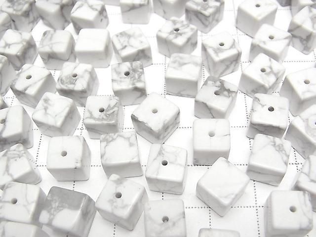 [Video] Howlite Magnesite Cube 8x8x8mm [Half Drilled Hole] 4pcs