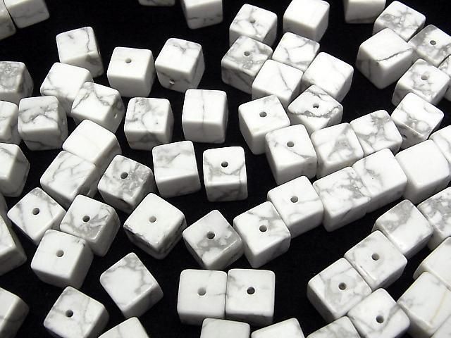 [Video] Howlite Magnesite Cube 8x8x8mm [Half Drilled Hole] 4pcs