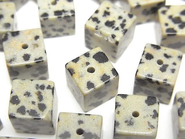 [Video] Dalmatian Jasper Cube 8x8x8mm [Half Drilled Hole] 4pcs