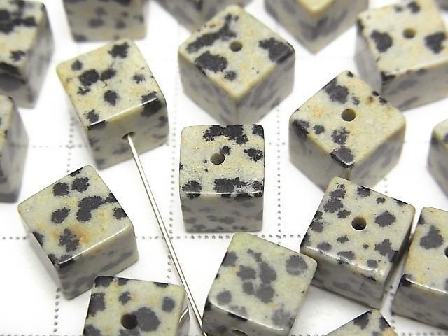 [Video] Dalmatian Jasper Cube 8x8x8mm [Half Drilled Hole] 4pcs