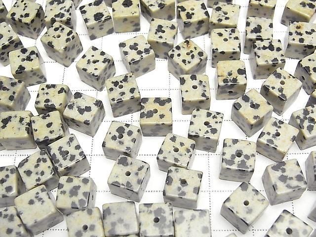 [Video] Dalmatian Jasper Cube 8x8x8mm [Half Drilled Hole] 4pcs