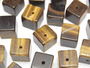 [Video] Yellow Tiger's Eye AA+ Cube 8x8x8mm [Half Drilled Hole] 4pcs