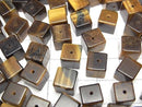 [Video] Yellow Tiger's Eye AA+ Cube 8x8x8mm [Half Drilled Hole] 4pcs