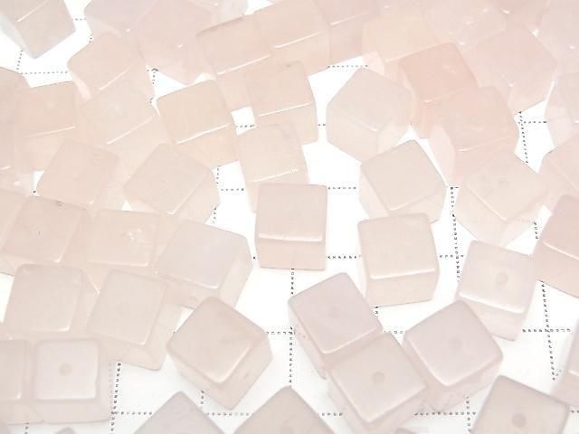 [Video]Rose Quartz AA Cube 8x8x8mm [Half Drilled Hole] 4pcs