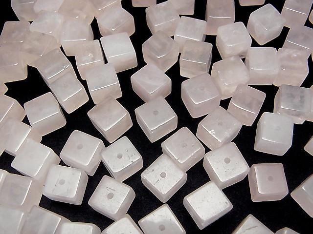 [Video]Rose Quartz AA Cube 8x8x8mm [Half Drilled Hole] 4pcs