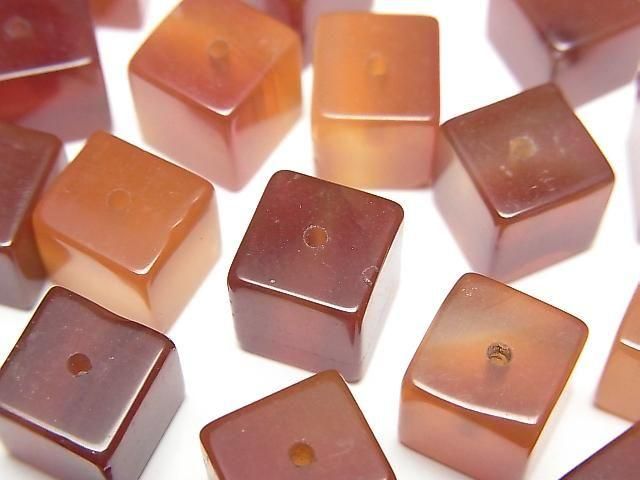 [Video] Red Agate Cube 8x8x8mm [Half Drilled Hole] 4pcs