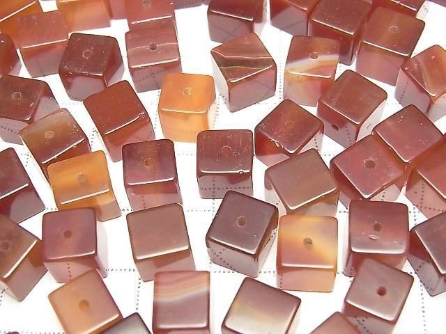 [Video] Red Agate Cube 8x8x8mm [Half Drilled Hole] 4pcs
