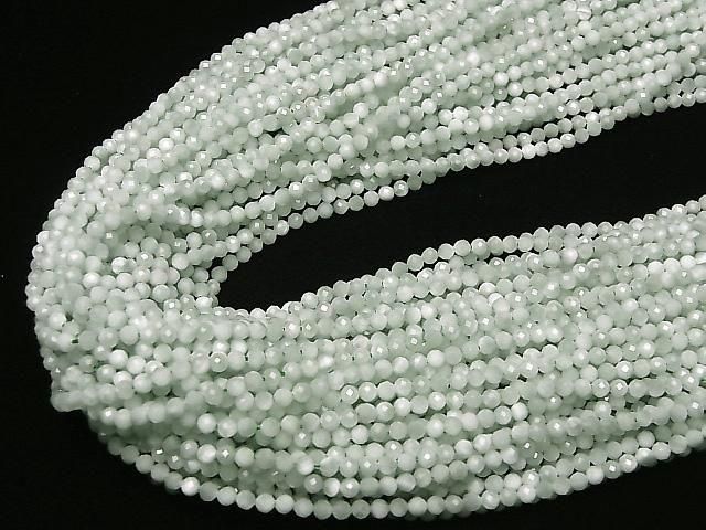 [Video] High Quality! Green Angelite AA++ Faceted Round 3mm 1strand beads (approx. 15 inches/37 cm)