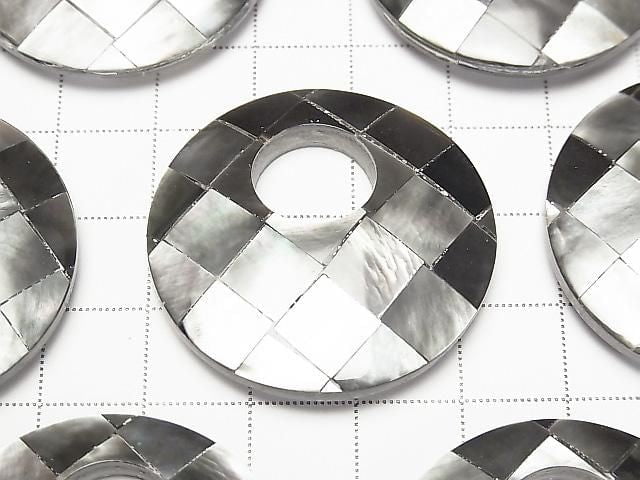 [Video] Mosaic Shell Coin (Donut) 35mm Black 1pc