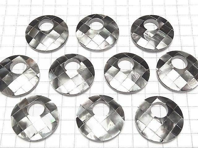 [Video] Mosaic Shell Coin (Donut) 35mm Black 1pc