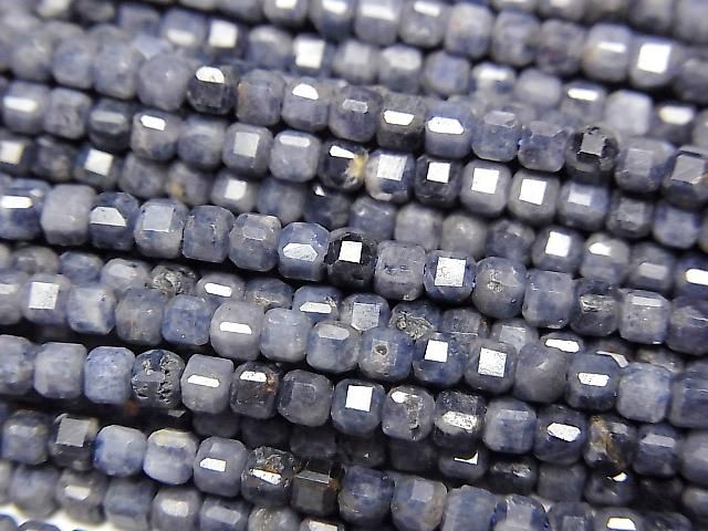[Video] High Quality! Sapphire AA Cube Shape 2x2x2mm 1strand beads (aprx.15inch/37cm)