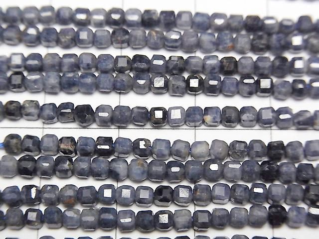 [Video] High Quality! Sapphire AA Cube Shape 2x2x2mm 1strand beads (aprx.15inch/37cm)