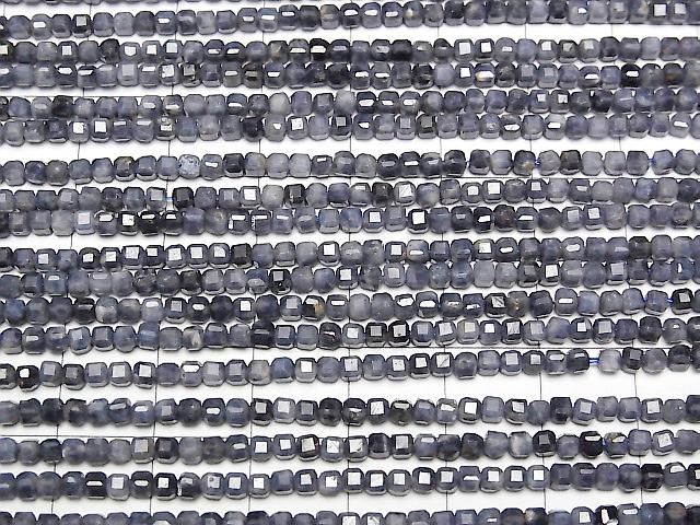 [Video] High Quality! Sapphire AA Cube Shape 2x2x2mm 1strand beads (aprx.15inch/37cm)