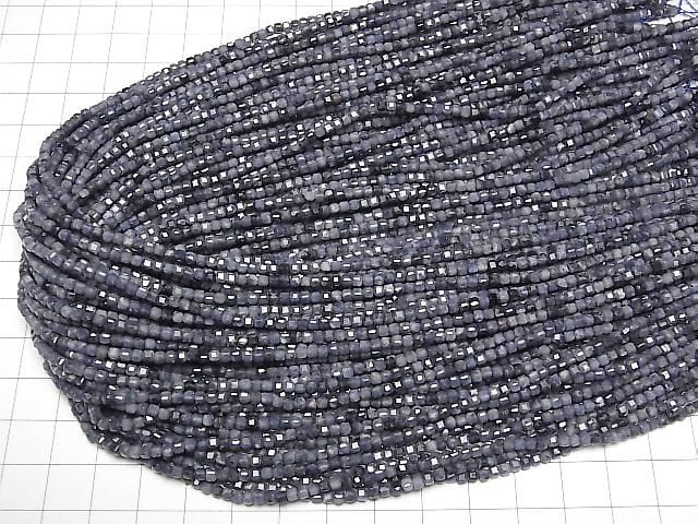 [Video] High Quality! Sapphire AA Cube Shape 2x2x2mm 1strand beads (aprx.15inch/37cm)