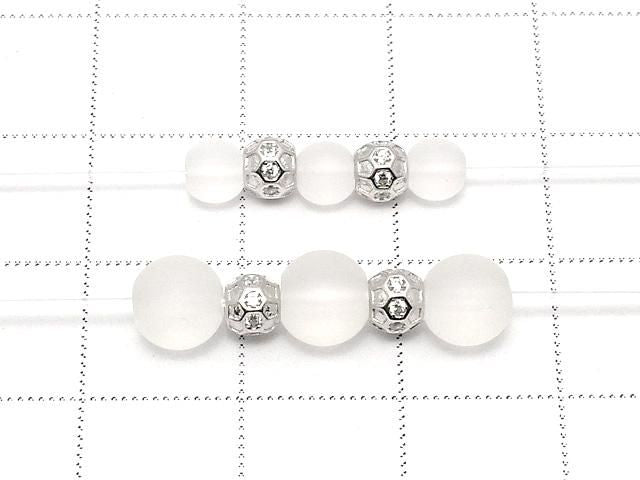 Silver925 Rondelle 4x4x4mm(with CZ) Rhodium Plated 2pcs