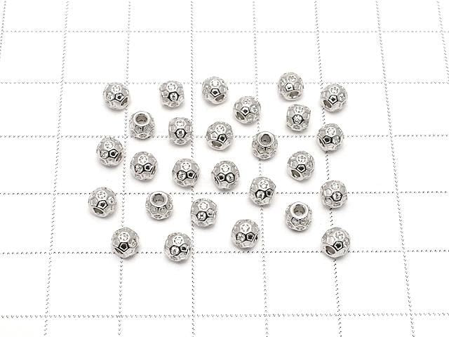 Silver925 Rondelle 4x4x4mm(with CZ) Rhodium Plated 2pcs