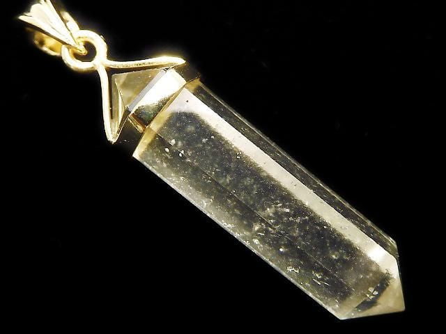 [Video][One of a kind] Libyan Desert Glass Double Point Pendant 18KGP NO.15