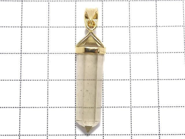 [Video][One of a kind] Libyan Desert Glass Double Point Pendant 18KGP NO.15