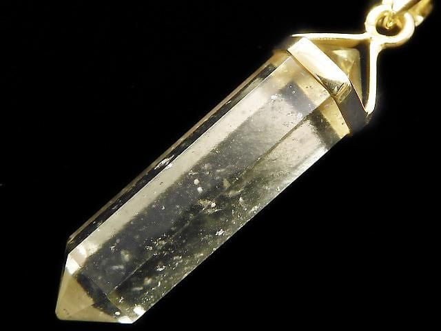 [Video][One of a kind] Libyan Desert Glass Double Point Pendant 18KGP NO.16